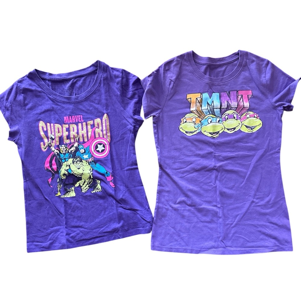 Purple Marvel and TMNT Graphic T-Shirts size XL youth